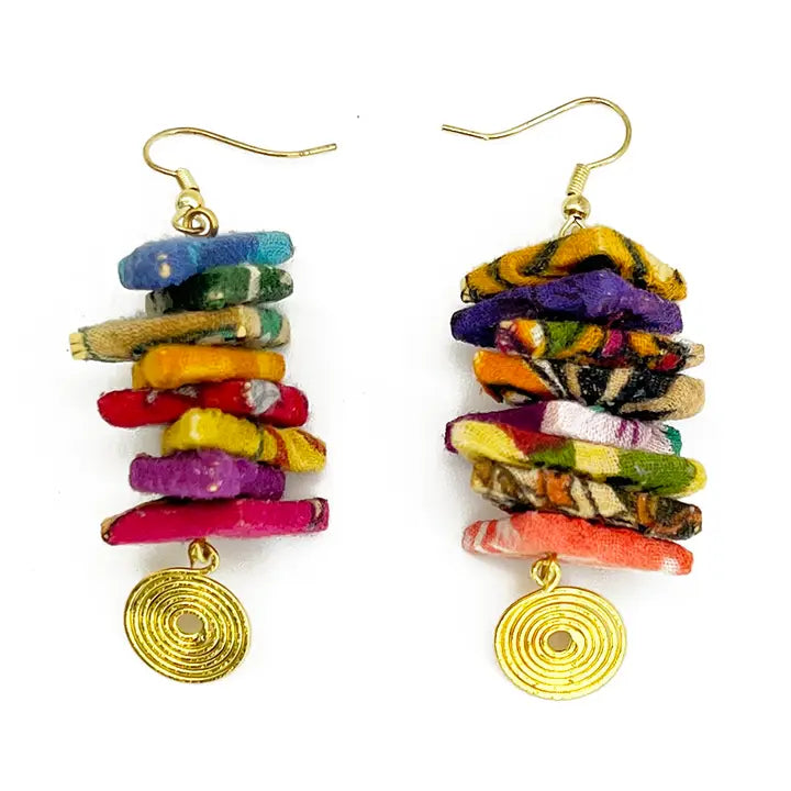 Aasha Stacked Triangle Swirls Earrings (E5106)