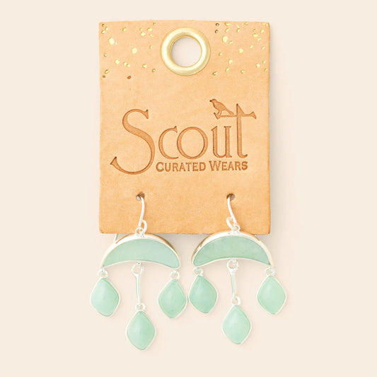 Stone Crescent Drop Earring - Amazonite/Silver EW005