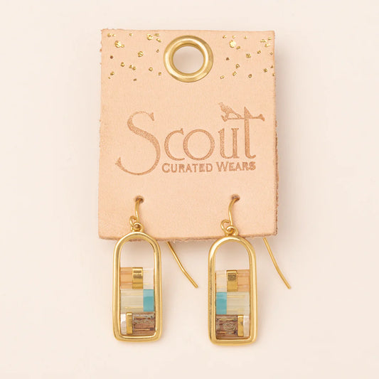 Good Karma Miyuki Frame Earring - Mint/Peach/Gold (GF003)