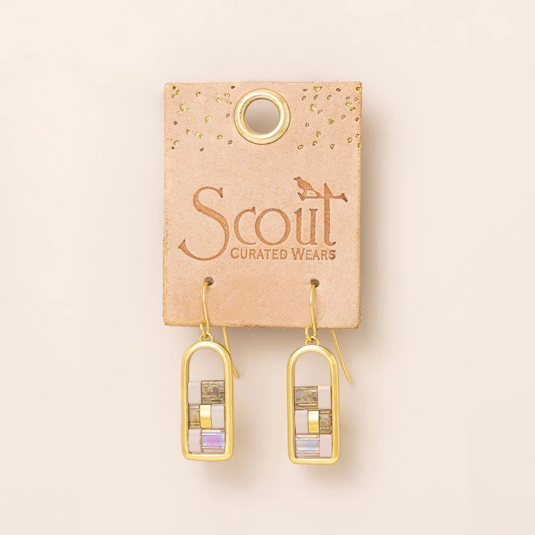 Good Karma Miyuki Frame Earring - Blush/Topaz/Gold (GF005)