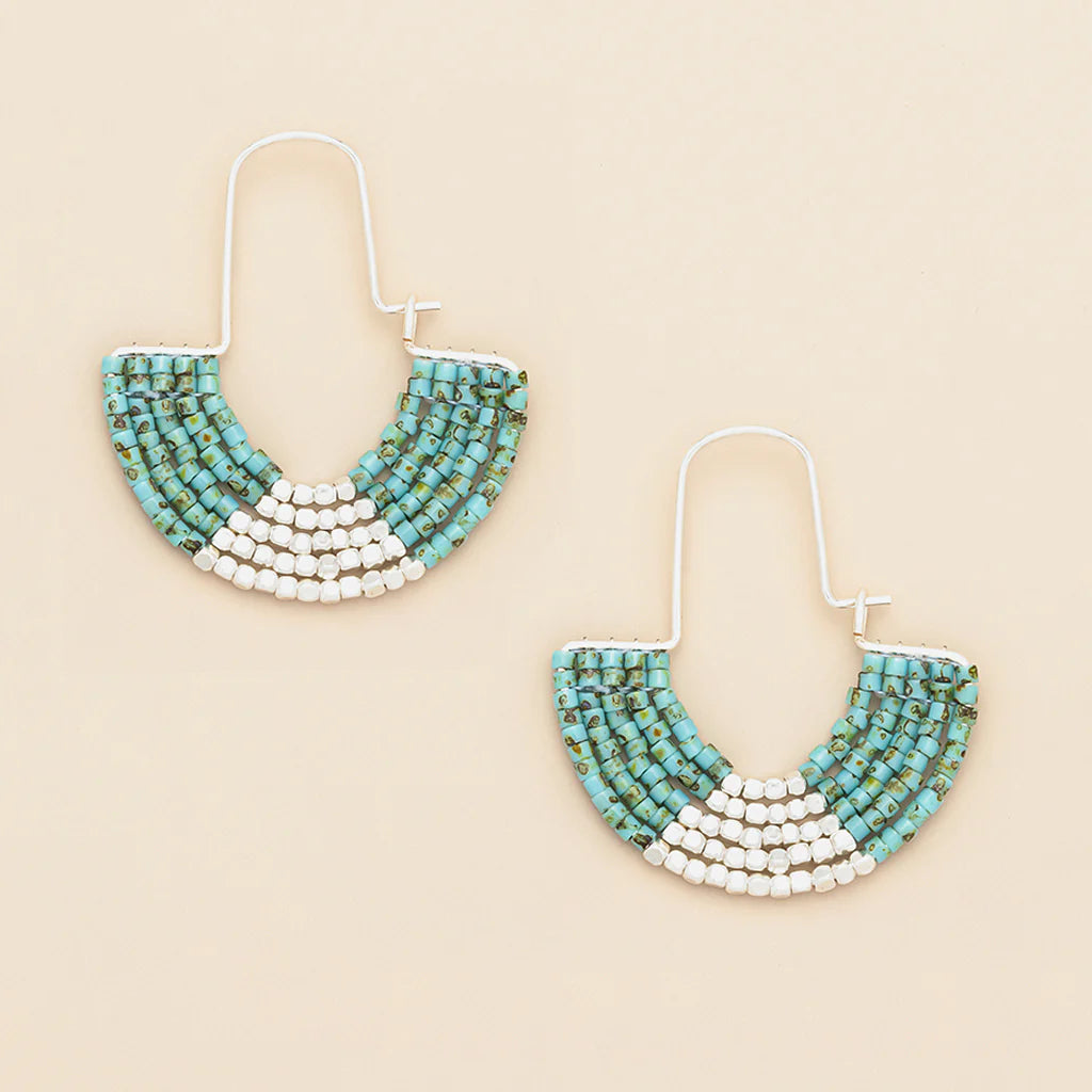Chromacolor Miyuki U-Hoop Earring - Speckled Turquoise/Silver MH003