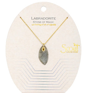 Organic Stone Necklace Labradorite/Gold - Stone of Magic (NS007)