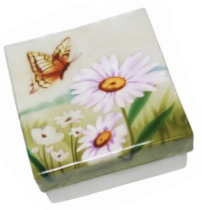 Small Daisy/Butterfly Capiz Box (1136)
