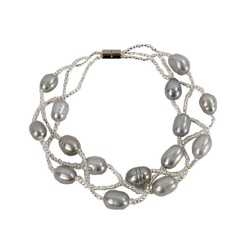 Silver Grey Freshwater Pearl Bracelet Bf073 Naturally Inspired Orlando