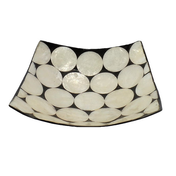 Square Capiz Circles and Black Bowl