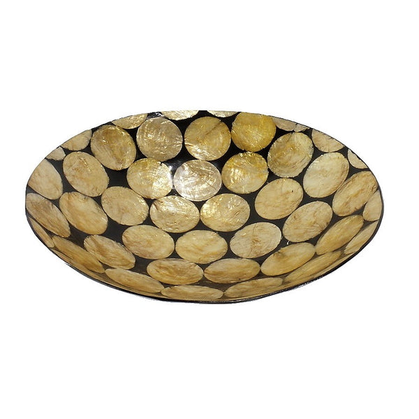 Round Capiz Circles and Black Bowl