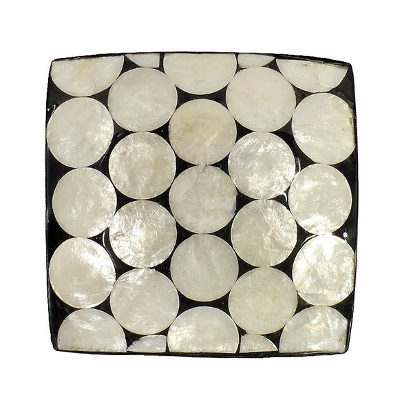Square Capiz Circles and Black Bowl