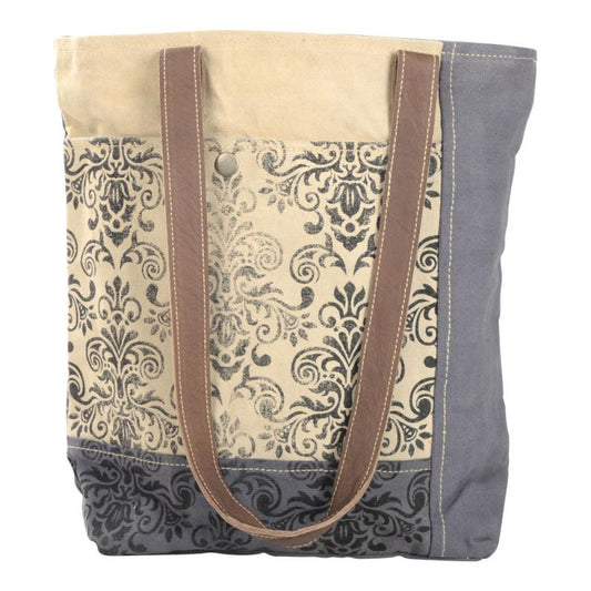 Grey and Tan Floral Tote (54950)