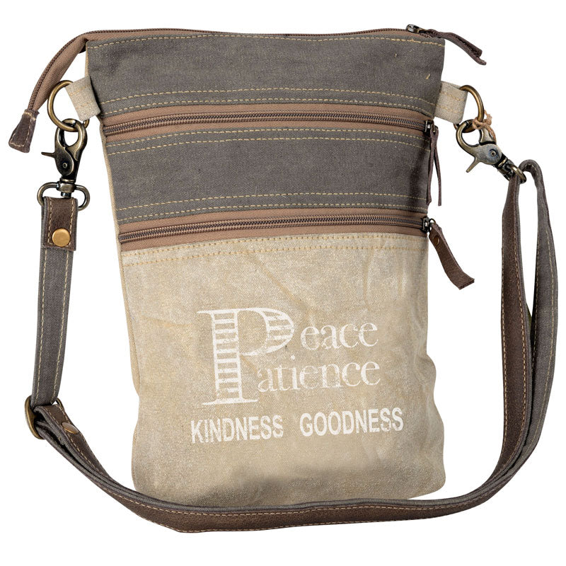 Double Zipper Peace Patience Crossbody (55681)