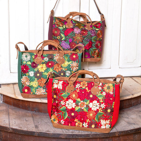 Brown Embroidered Tote (AP26)