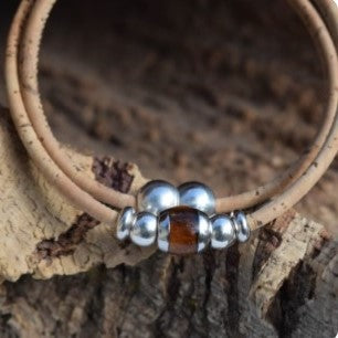 Sterling Silver & Koa Wood Bead Necklace (N90)