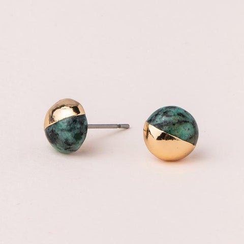 Dipped Stone Stud - African Turquoise/Gold (ES010)