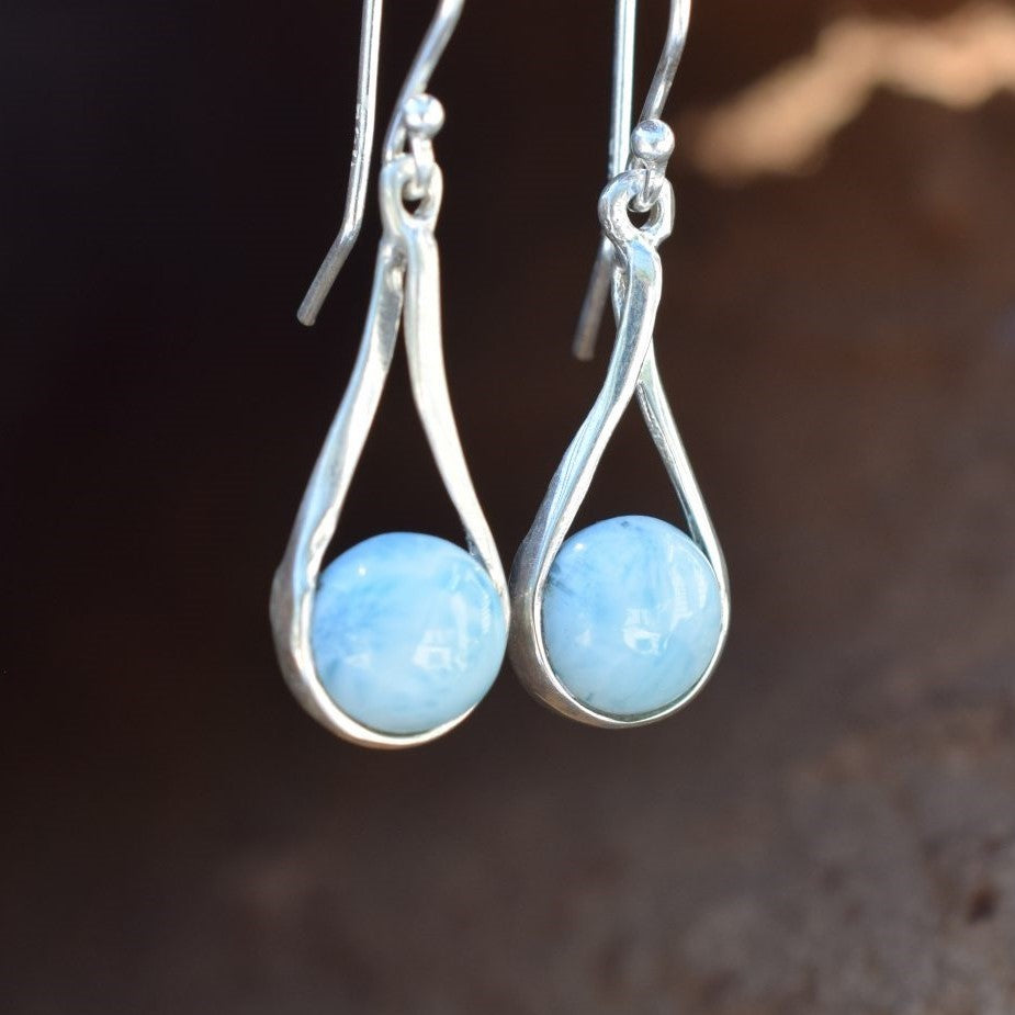 Tear Drop Larimar Earrings (E11)