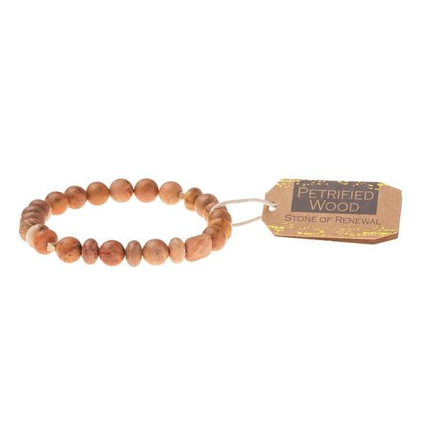 Petrified Wood Stone Bracelet - Stone of Renewal (SS020)