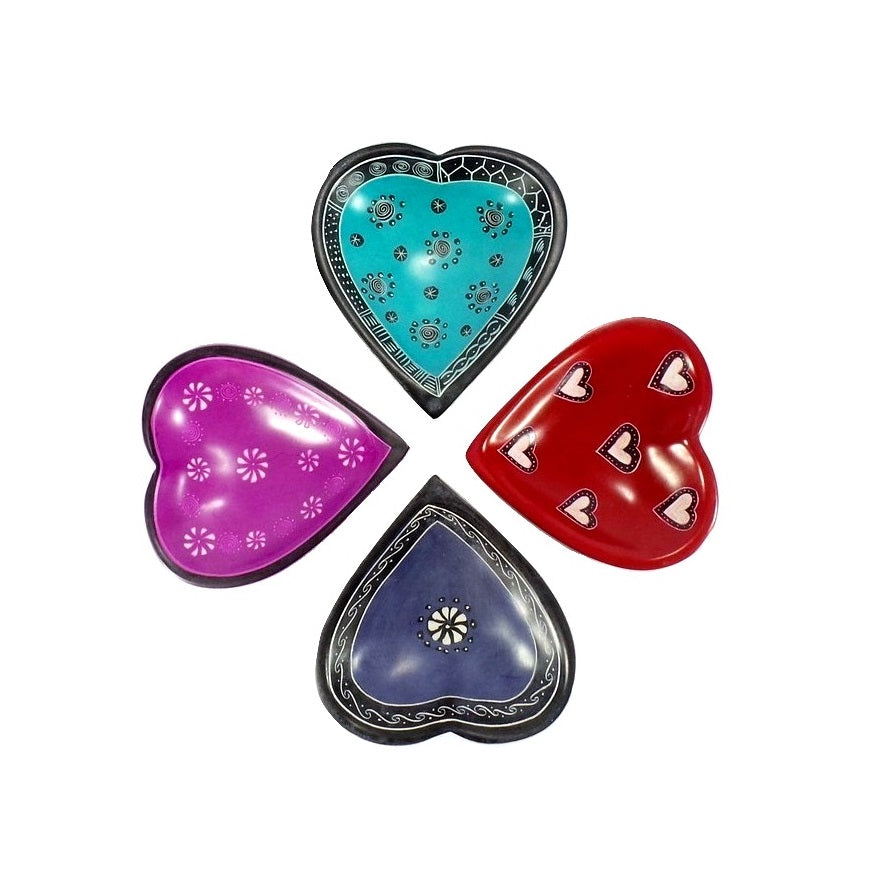Small Colorful Soap Stone Heart Dishes K24069)
