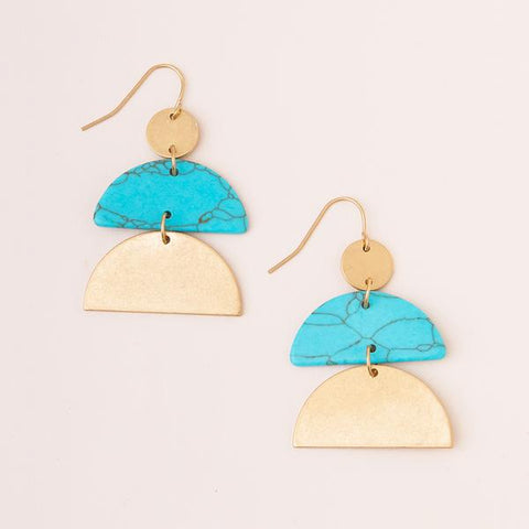 Copy of Stone Half Moon Earring - Turquoise/Gold (EH007)