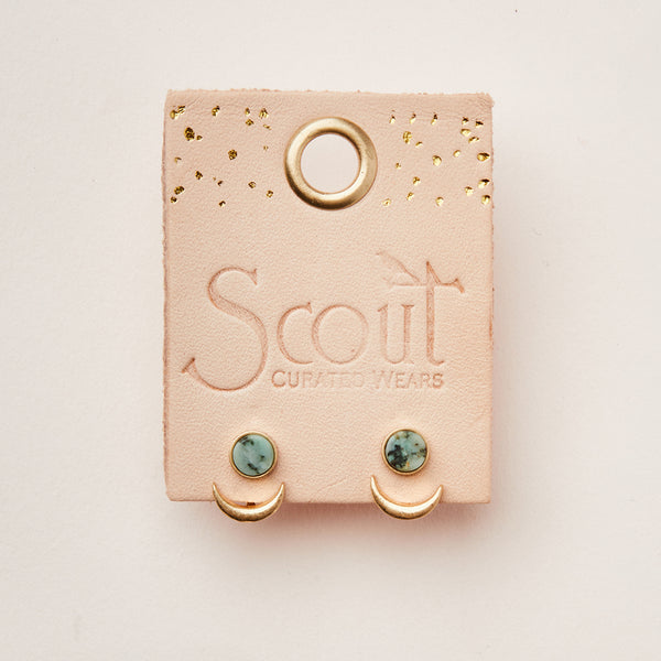 Stone Moon Phase Ear Jacket - African Turquoise | Gold (EU001)