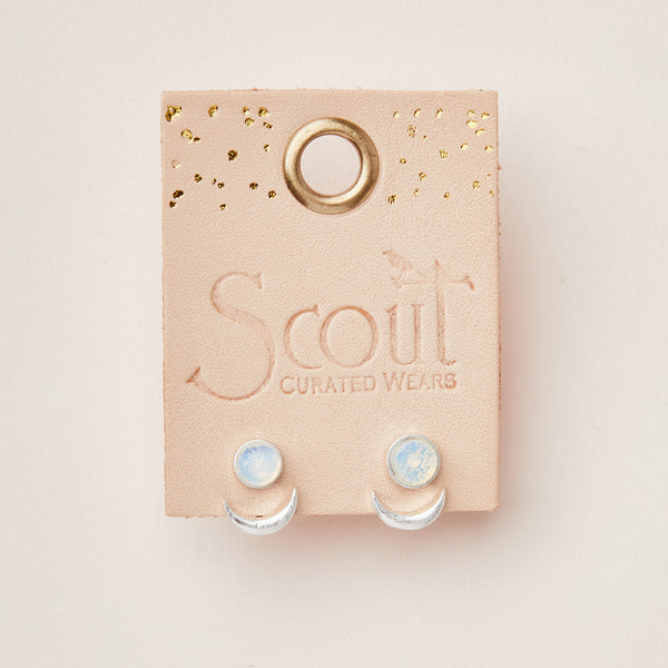 Stone Moon Phase Ear Jacket - Opalite | Silver (EU004)