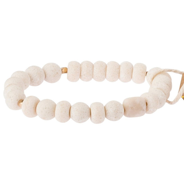 White Fossil Stone Bracelet - Stone of Nurturing (SS003)