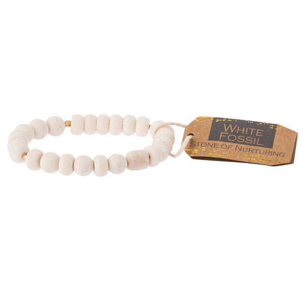 White Fossil Stone Bracelet - Stone of Nurturing (SS003)