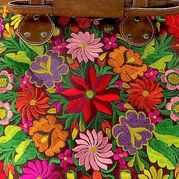 Brown Embroidered Tote (AP26)