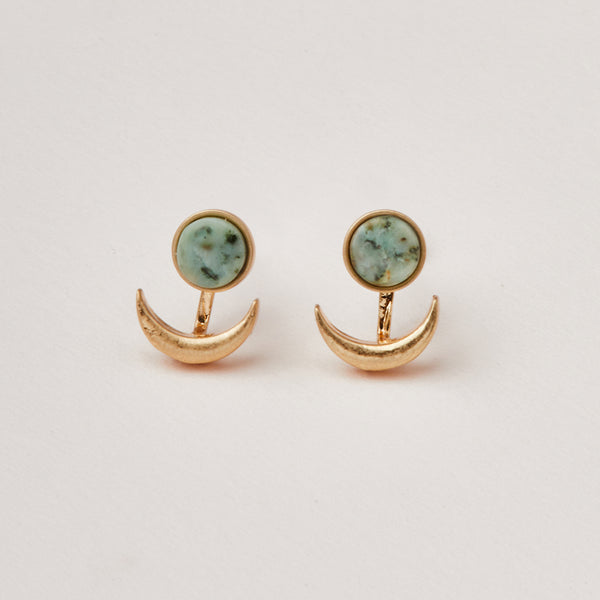 Stone Moon Phase Ear Jacket Earrings
