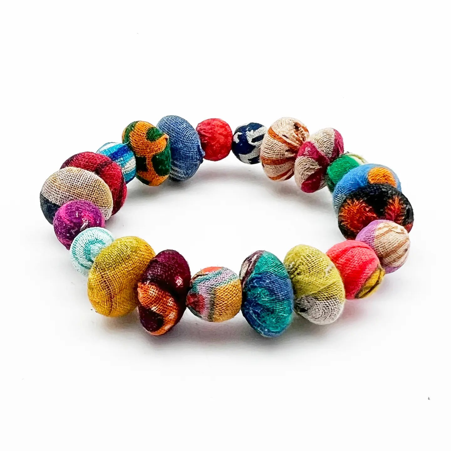 Small Aasha Bracelet - Elastic Oval and Round Bead Bracelet (B5210)