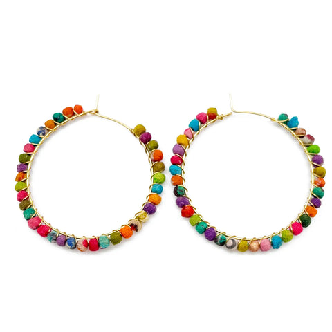 Aasha Kantha Handcrafted Large Loop Closure Hoop Earrings (E5093)