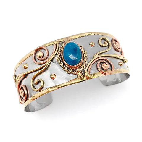 Narrow Mixed Metal Cuff Bracelet - Apatite (B247)
