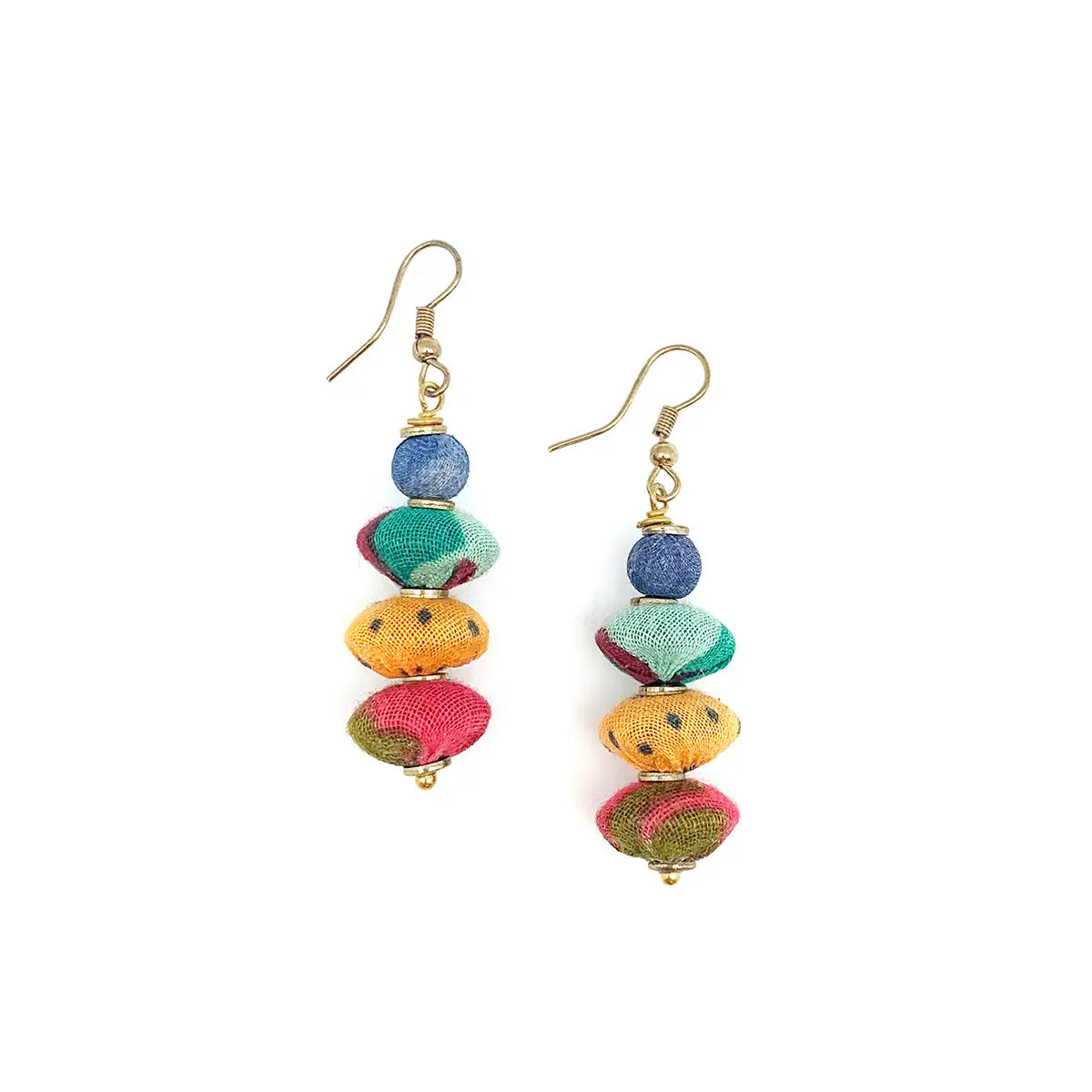 Aasha Wide Round Disc Beads Drop Earrings (E5076)