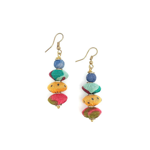 Aasha Wide Round Disc Beads Drop Earrings (E5076)