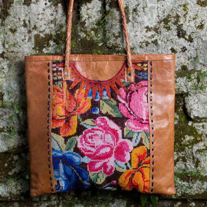 Huipile and Leather Tote (AE09NA)