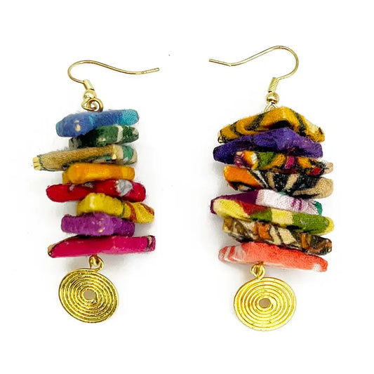 Aasha Stacked Triangle Swirls Earrings (E5106)