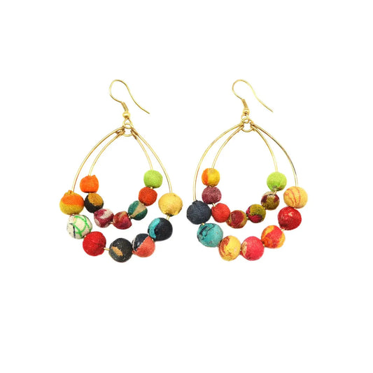 Aasha Kantha Handcrafted Hoops with Beads Earrings (E5064)