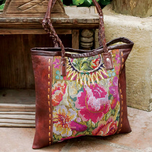 Huipile and Leather Tote (AE09BR)