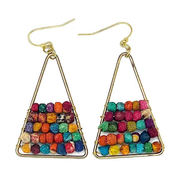 Aasha Small Beaded Triangle Earrings (E5104)