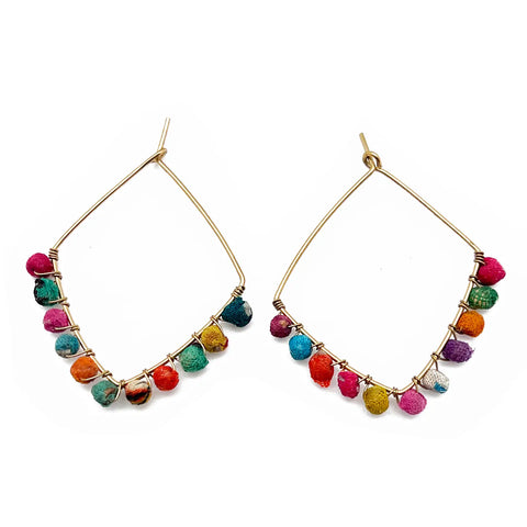 Aasha Kantha Large Diamond Hoop with Loop Closure Earrings (E5099)