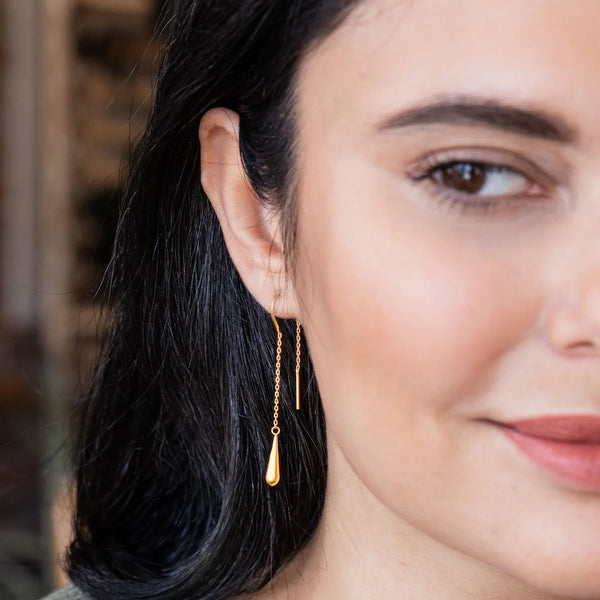 Refined Earring Collection - Teardrop Threader/Gold Vermeil (ER031)