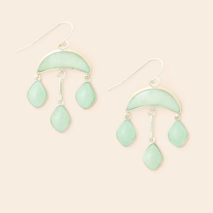 Stone Crescent Drop Earring - Amazonite/Silver EW005