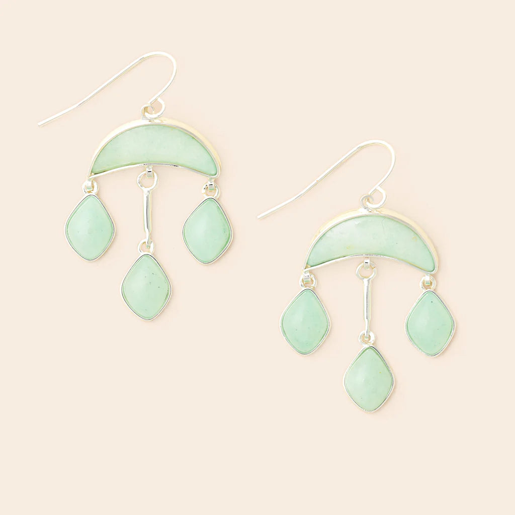 Stone Crescent Drop Earring - Amazonite/Silver EW005