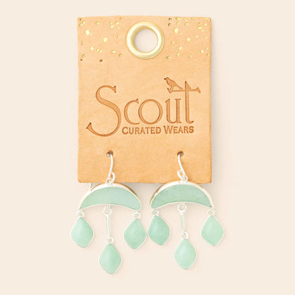 Stone Crescent Drop Earring - Amazonite/Silver EW005