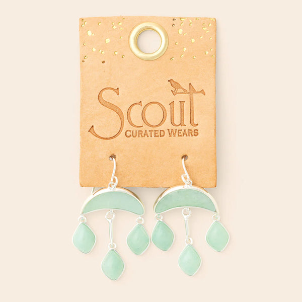 Stone Crescent Drop Earring - Amazonite/Silver EW005