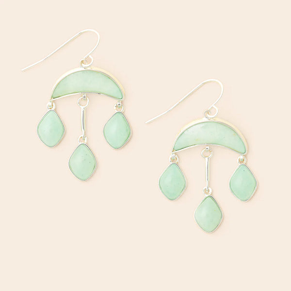 Stone Crescent Drop Earring - Amazonite/Silver EW005
