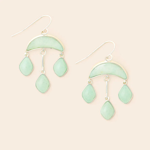 Stone Crescent Drop Earring - Amazonite/Silver EW005