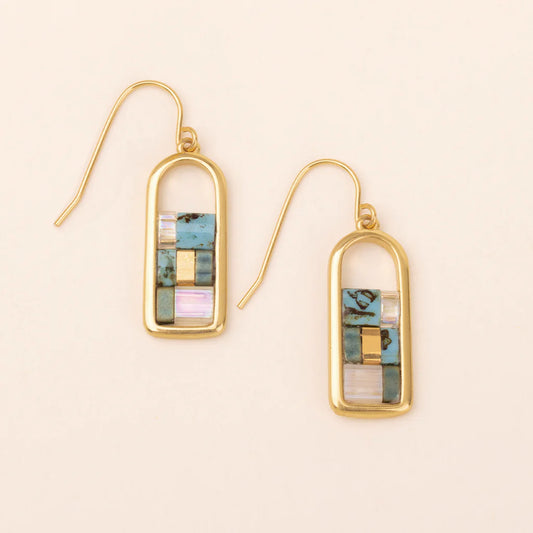 Good Karma Miyuki Frame Earring - Turquoise/Gold (GF001)