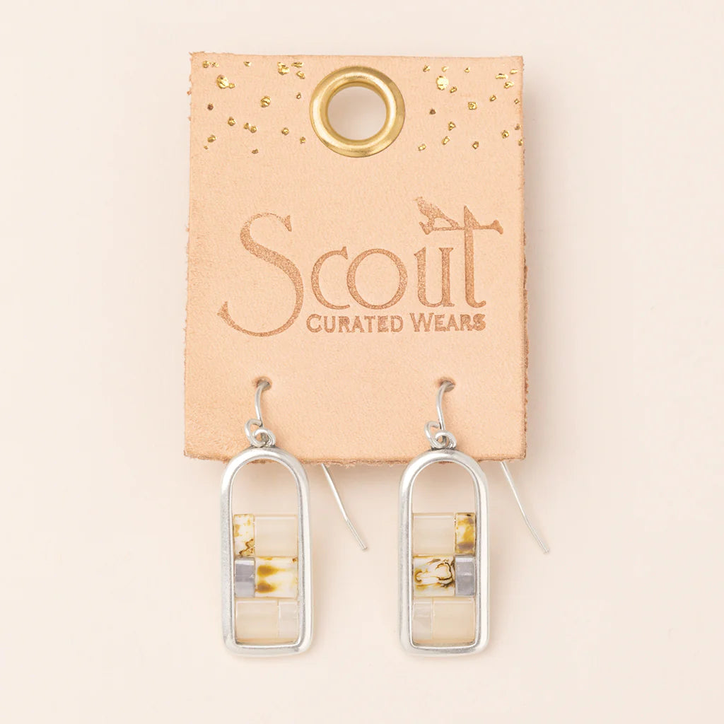 Good Karma Miyuki Frame Earring - Ivory/Silver (GF002)