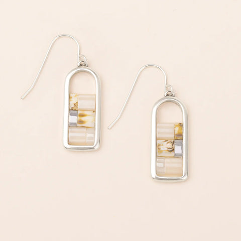 Good Karma Miyuki Frame Earring - Ivory/Silver (GF002)