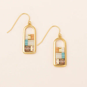 Good Karma Miyuki Frame Earring - Mint/Peach/Gold (GF003)
