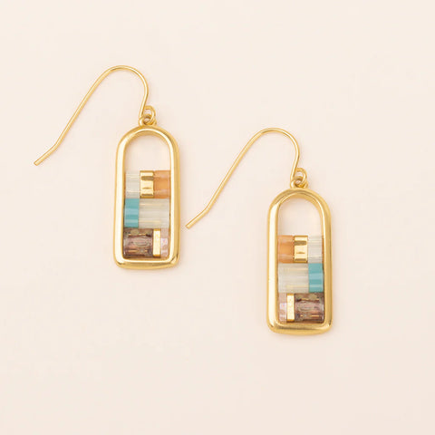Good Karma Miyuki Frame Earring - Mint/Peach/Gold (GF003)