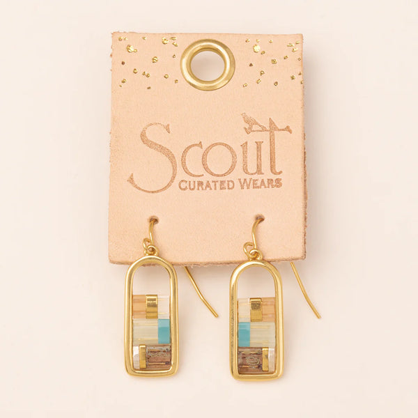 Good Karma Miyuki Frame Earring - Mint/Peach/Gold (GF003)